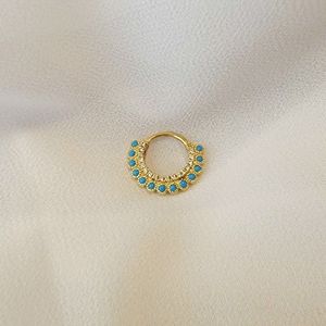 MARIA TASH 18K GOLD TURQUOISE & OPAL CLICK EARRING